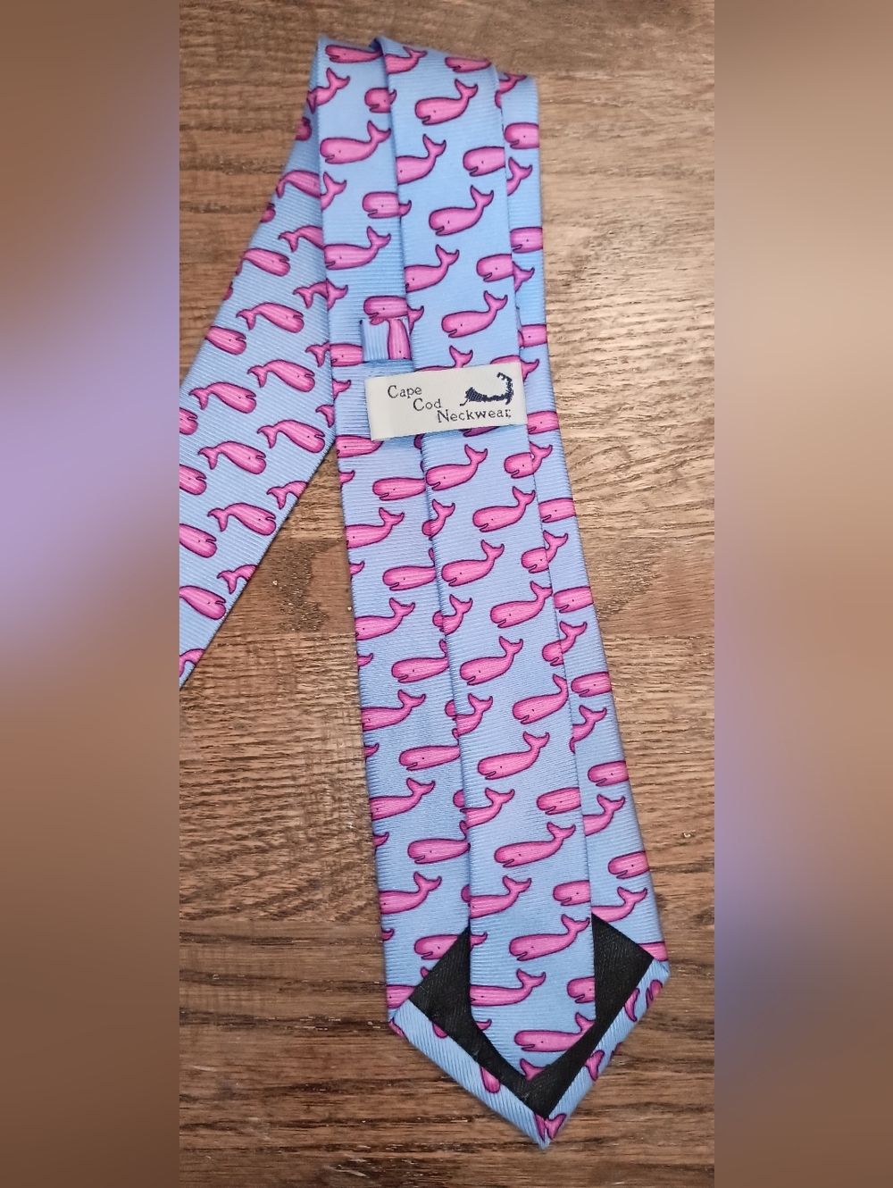Cape Cod Neckwear Brand Blue Pink All Over Whale Print Tie